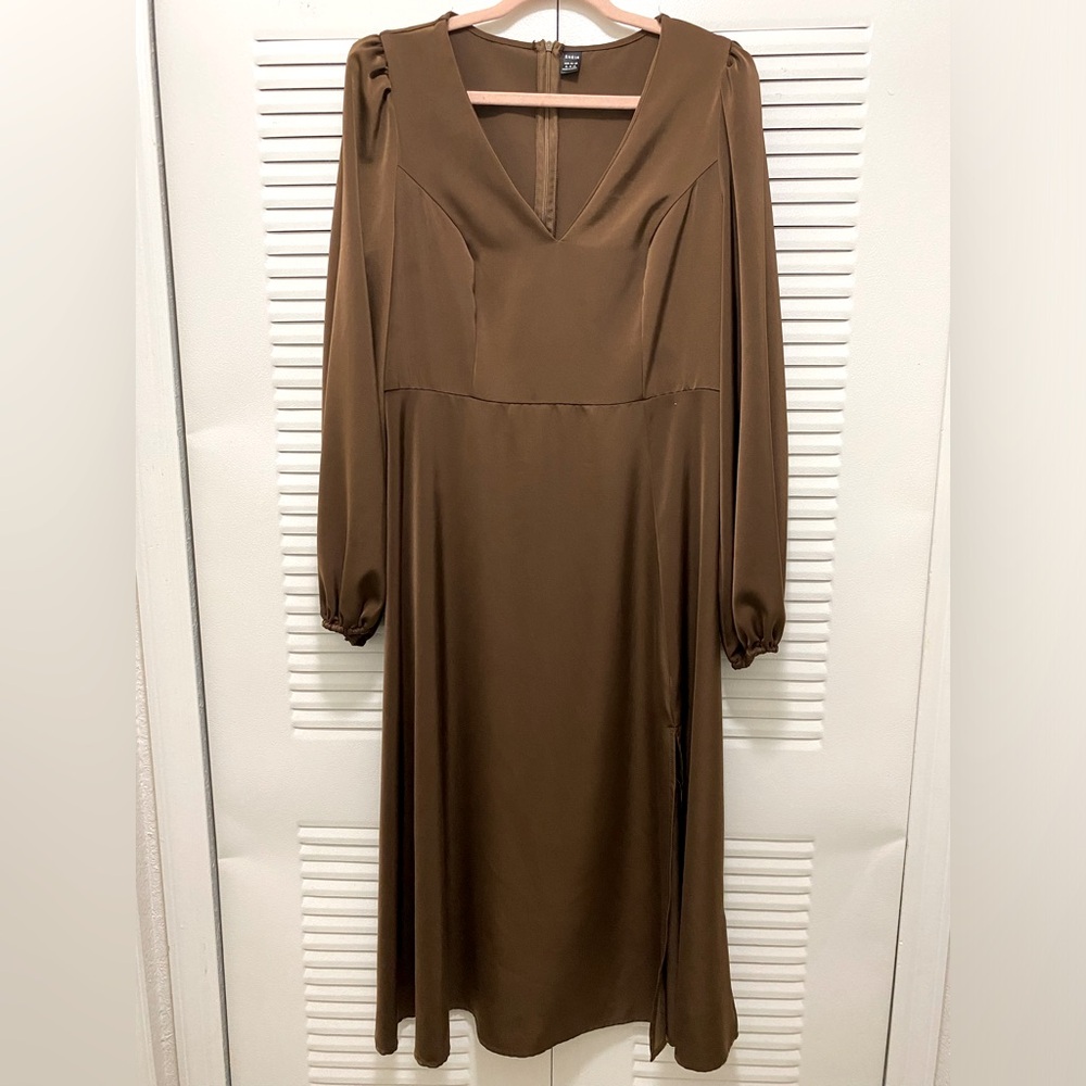 Elegant Brown Long Sleeve Dress